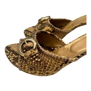 Vintage snakeskin Leather sandals with wooden heel